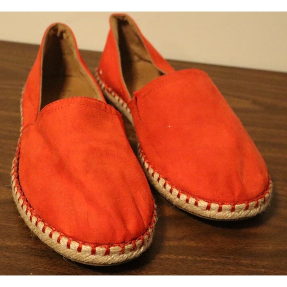A New Day Women's Coral Orange Espadrille Slip On Flats Shoes Casual Size 8